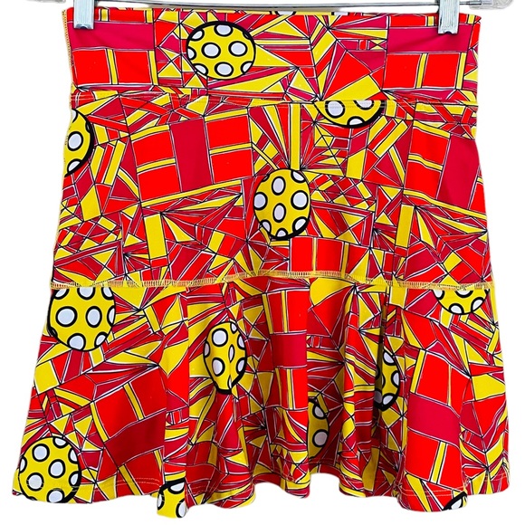 Pickleball Bella Colorful Red and Yellow Angle 1 Shot Functional Skort Sz Small - Picture 10 of 12
